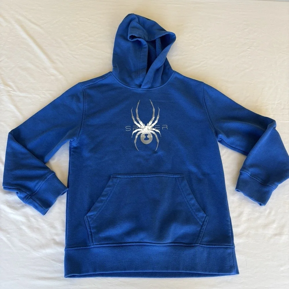 Lot of 2 Spyder Youth Boys Base Camp Pullover Hoodies Black & Blue Size M 10/12